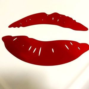 NWOT Red lips mirror adhesive wall decal